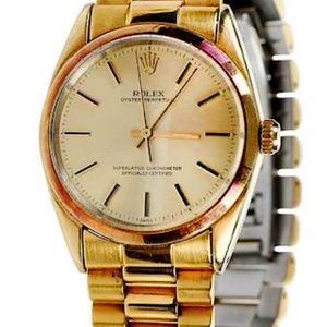 Rolex Movement with 14k gold plated stainless steel bracelet